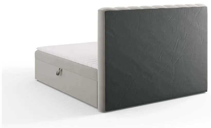 Szare łóżko boxspring ze schowkiem 180x200 cm Gina – Milo Casa