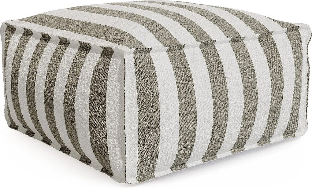 Pufa ogrodowa  z tkaniny z bukli  - Biało-beżowe pasy - NOUMARA od MYLIA