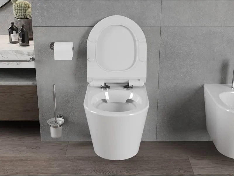 Mexen Rico miska wc Rimless z deską wolnoopadającą slim, duroplast, biała połysk - 30720100