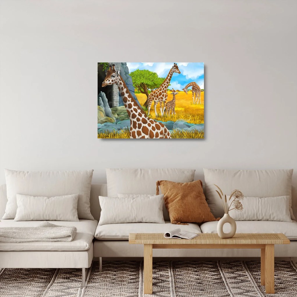 Obraz na szkle - Rodzina żyraf (70x50 cm)