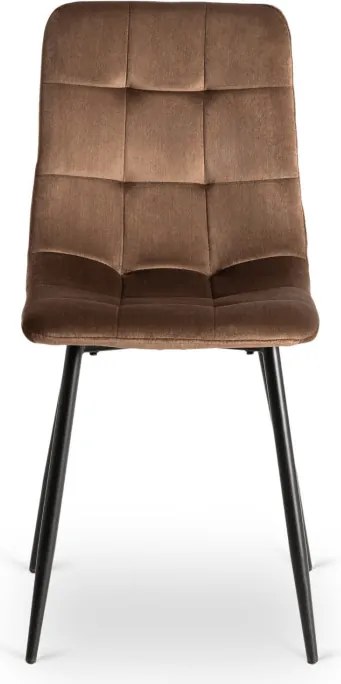 Krzesło Tapicerowane do Jadalni PERU Brązowe Welurowe Nowoczesne Loft