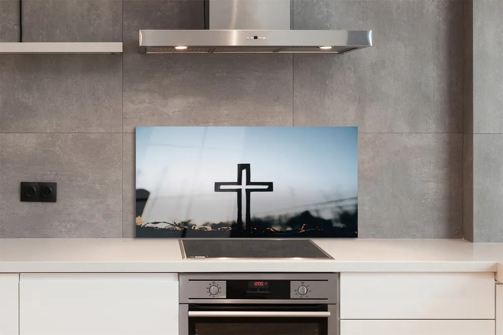 Szklany Panel Drewniany Krzyż