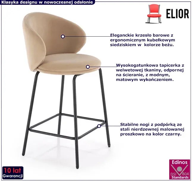 Beżowe barowe krzesło z oparciem C1-B11