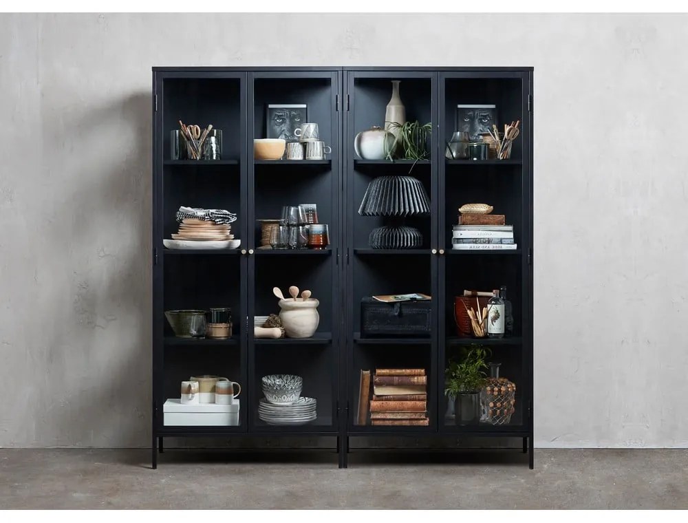 Czarna metalowa witryna 90x190 cm Carmel – Unique Furniture