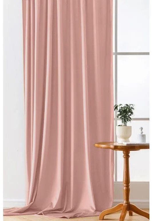 Zasłona zaciemniająca VELVET 140x250 cm, różowa Zawieszanie: Taśma z wiązaniami