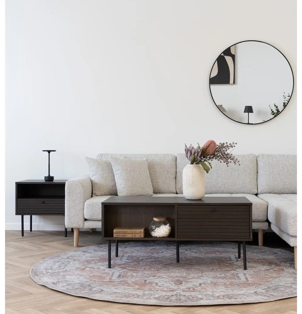Ciemnobrązowy stolik w dekorze dębu 50x100 cm Kyoto – House Nordic