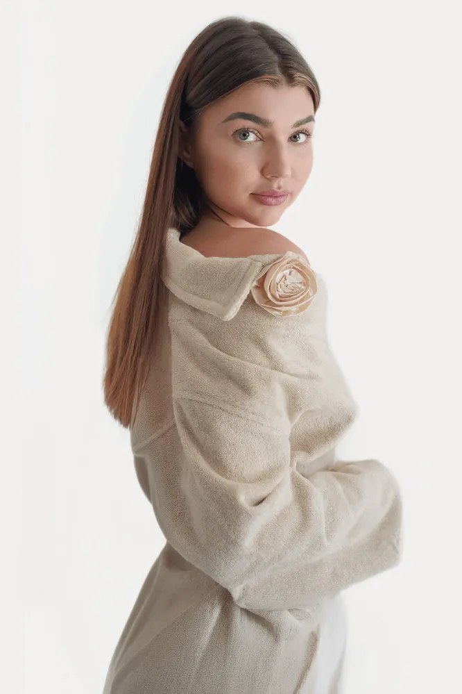 Damski bambusowy szlafrok ROSE L Beżowy