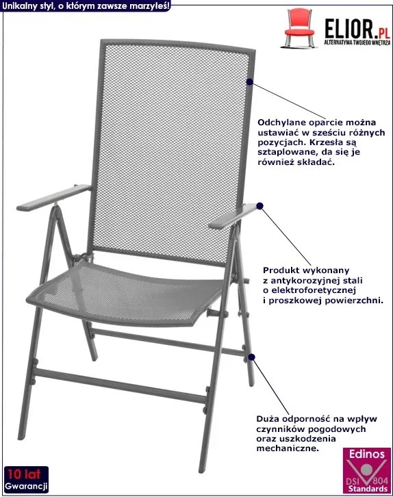 Zestaw metalowych krzeseł ogrodowych S7-K65