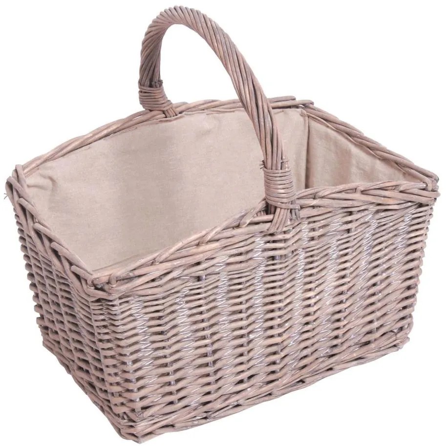 Kosz wiklinowy z rączką na drewno 43x46 cm