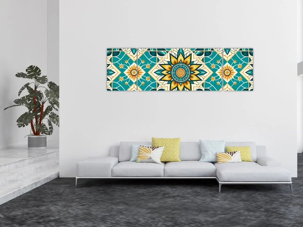 Obraz - Turkusowy wzór (170x50 cm)