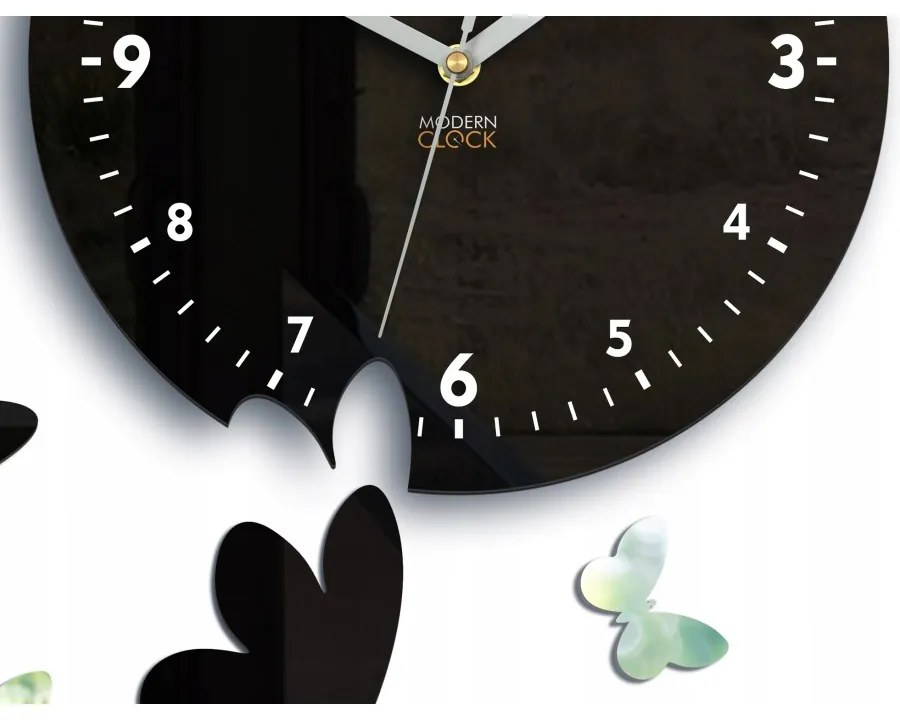 Zegar ścienny nowoczesny cichy do salonu lub sypialni akrylowy z motylami