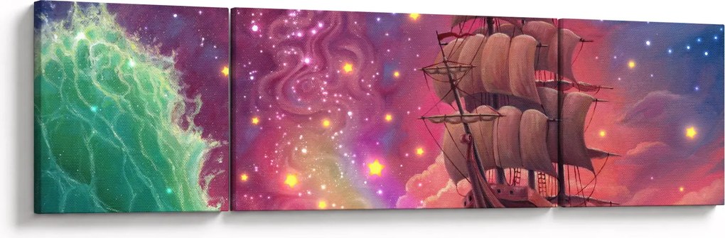 Obraz - Statek z kosmicznym niebem (170x50 cm)