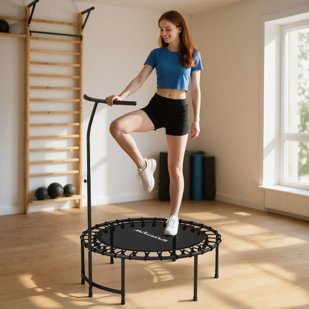 SPORTNOW Trampolina Rebounder, 5-stopniowy regulowany uchwyt, trampolina do treningu, Czarny