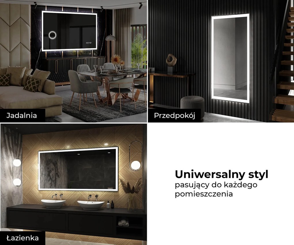 Eleganckie Prostokątne Lustro LED do Garderoby L77