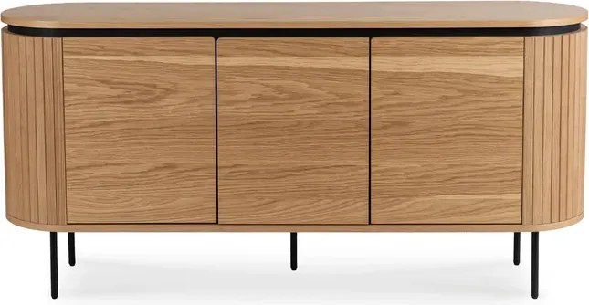 Komoda do Salonu BECK 160 cm Dąb Trzydrzwiowa Ryflowana Nowoczesna