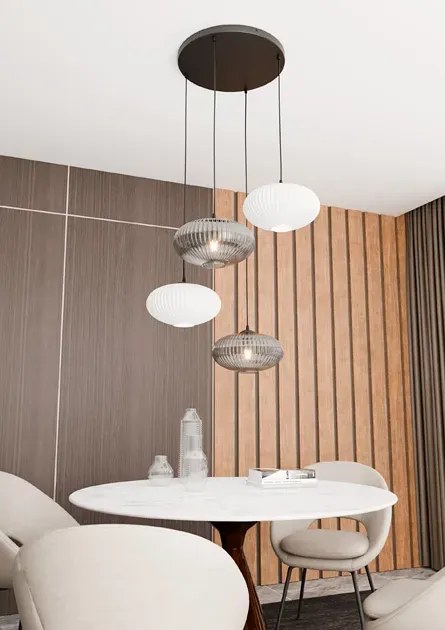 Nowoczesna lampa wisząca grafit + opal - D175 K0-Z78