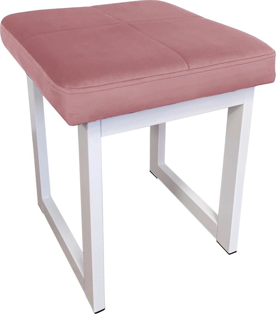 Taboret SOLID tkanina Welur stelaż metalowy STOŁEK LOFT : Kolor Stelaża - Biały, Kolor tkaniny - VELVET - MG58, Typ tkaniny - Velvet, Wysokość - 45 cm