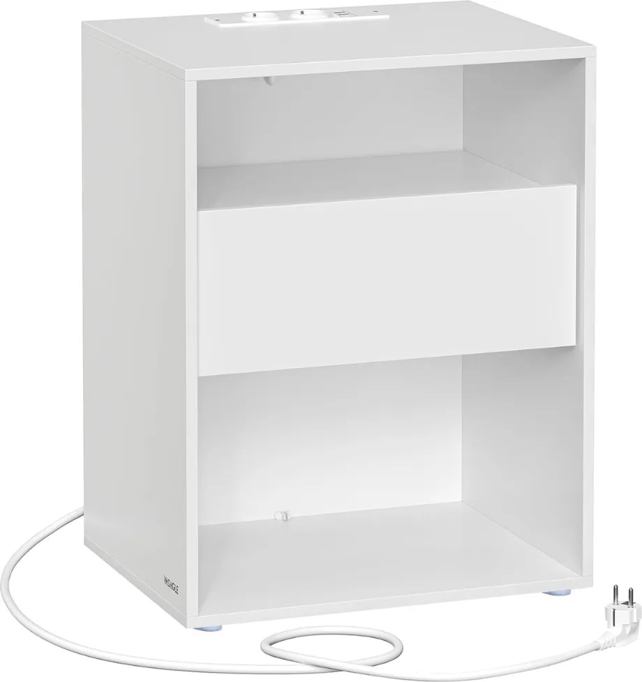 Stolik nocny LUCIANO z funkcją ładowania, 35x45x58,3 cm, biały Vasagle