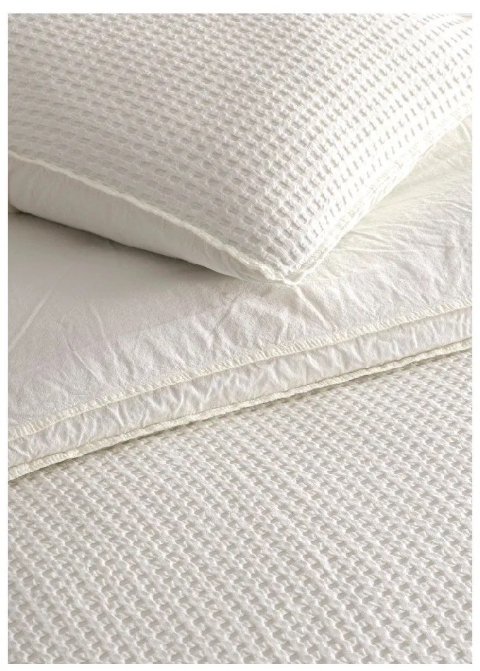 Biała pościel jednoosobowa z bawełny renforcé 140x200 cm Waffle Striped – Mila Home Luxury