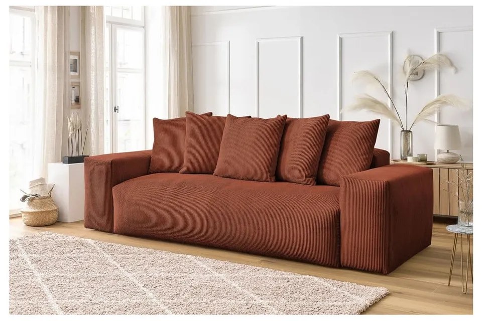 Ceglasta sztruksowa sofa 280 cm Voltaire – Bobochic Paris