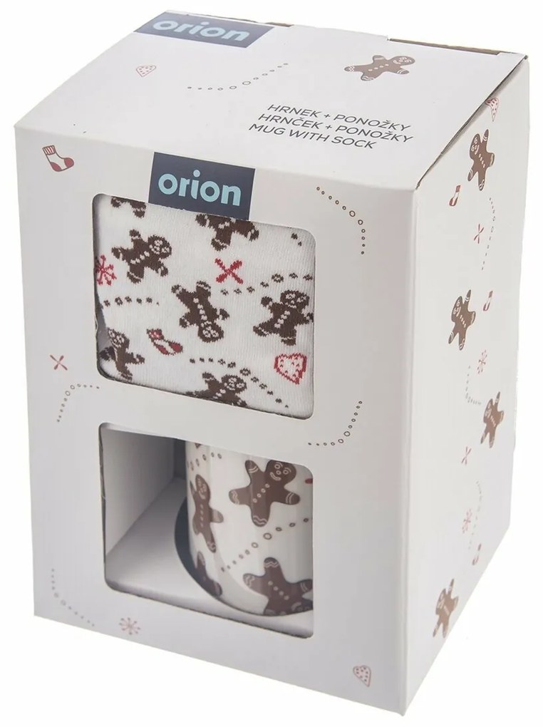 Orion Kubek ceramiczny Piernikowy ludzik, 0,35 l +prezent Skarpety męskie