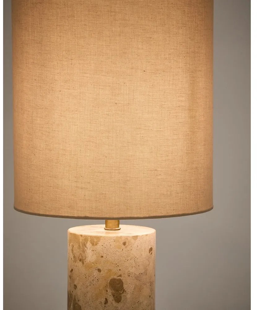 Beżowa marmurowa lampa stołowa z tekstylnym kloszem (wysokość 54 cm) Raze – Kave Home