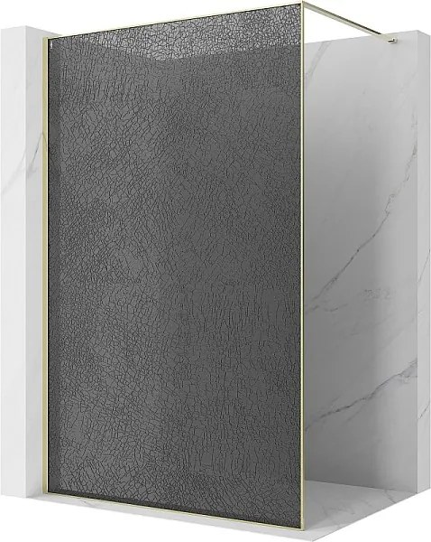 Mexen Kioto ścianka prysznicowa Walk-in 140 x 200 cm, crackle grafit 12 mm, złota - 800-140-101-50-44-X