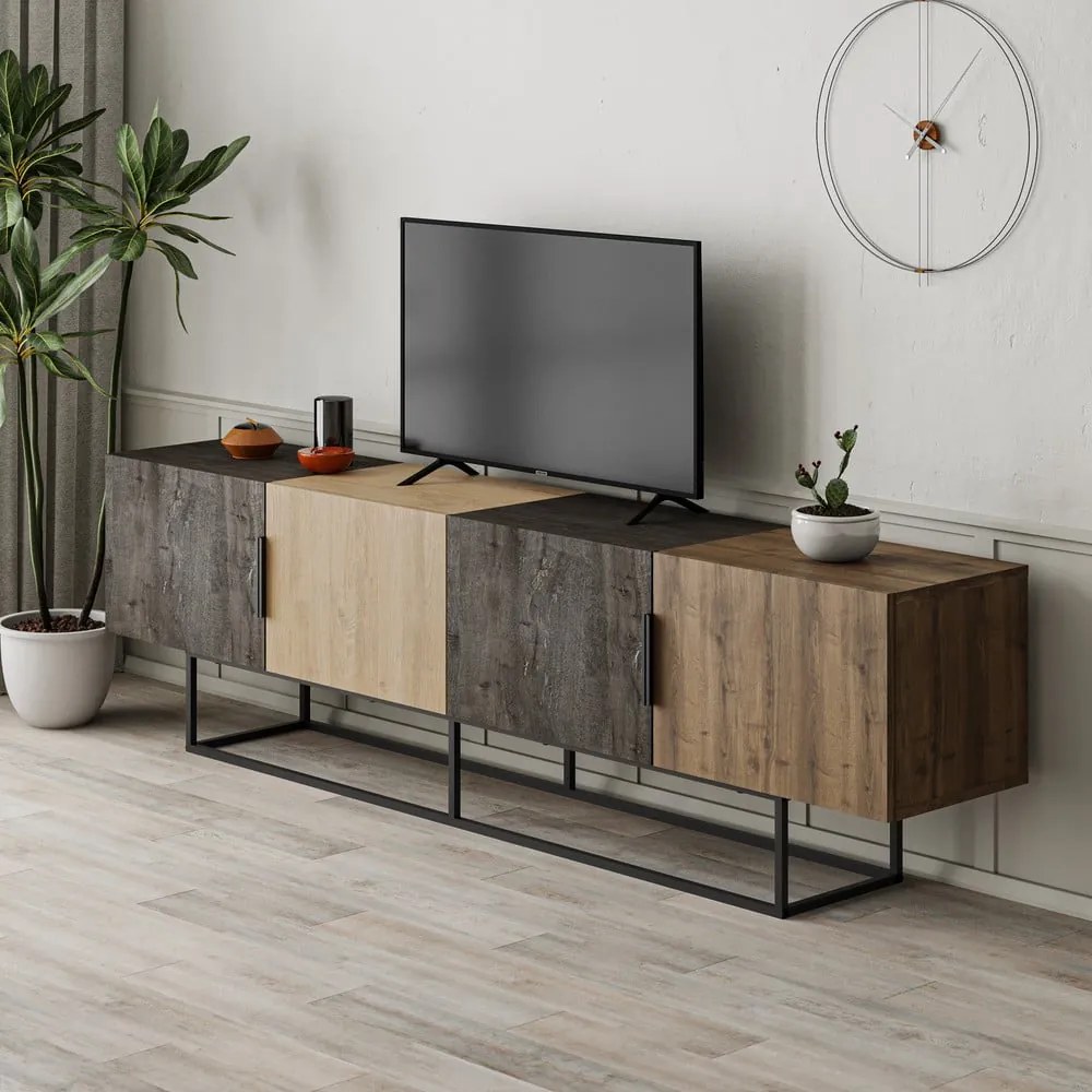 Szafka pod TV w dekorze dębu 200x55 cm Titan – Marckeric