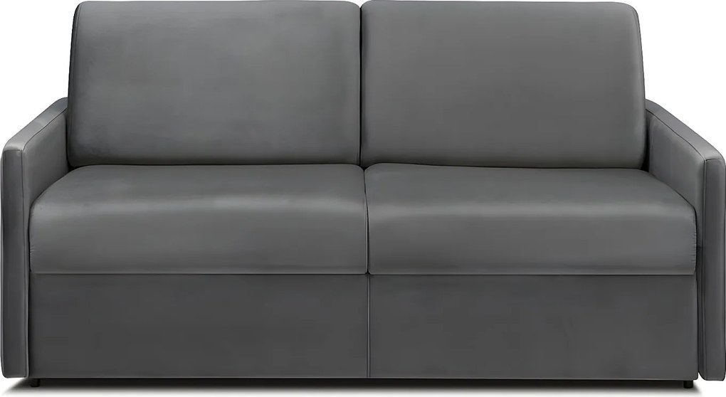 Kanapa 3-osobowa rozkładana z weluru CALIFE - Kolor antracytowy - Łóżko 140  cm - Materac 22 cm z pamięcią kształtu