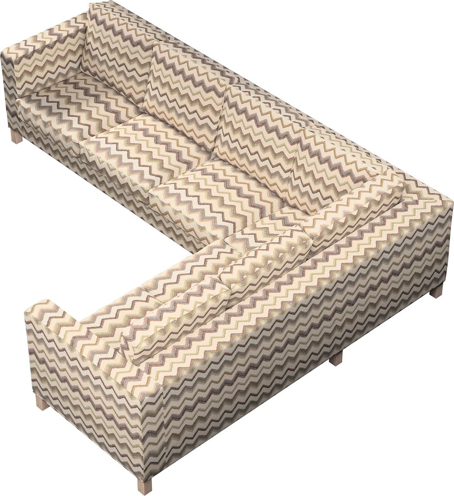 Pokrowiec na sofę narożną lewostronną Karlanda kolor beżowy tkanina strukturalna, wzorzysta