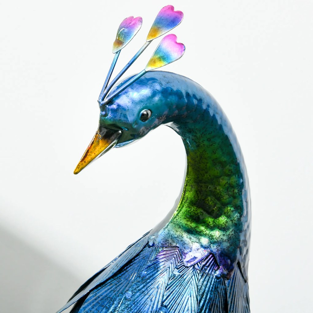 Outsunny Rzeźba Ogrodowa Paw, 25 x 29 x 59 cm, Wielokolorowy