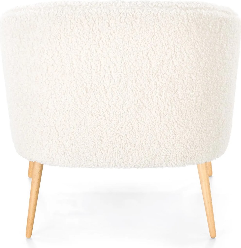 Fotel Grifon 2 tapicerowany tkaniną typu baranek na drewnianych nóżkach