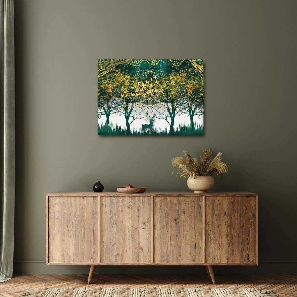 Obraz - Jelenie w zielonym lesie (70x50 cm)