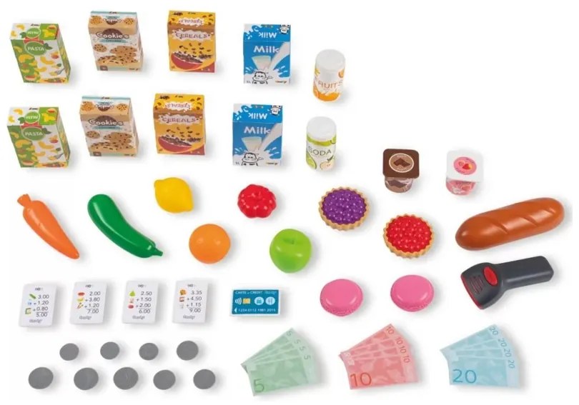 Smoby maximarket wózek elektroniczną kasą ze skanerem waga i lodówka