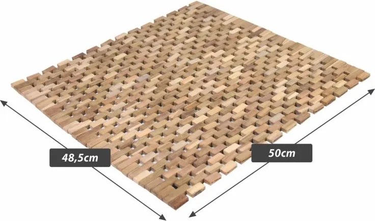 Antypoślizgowa mata, teak, naturalna, 50 x 48,5 cm