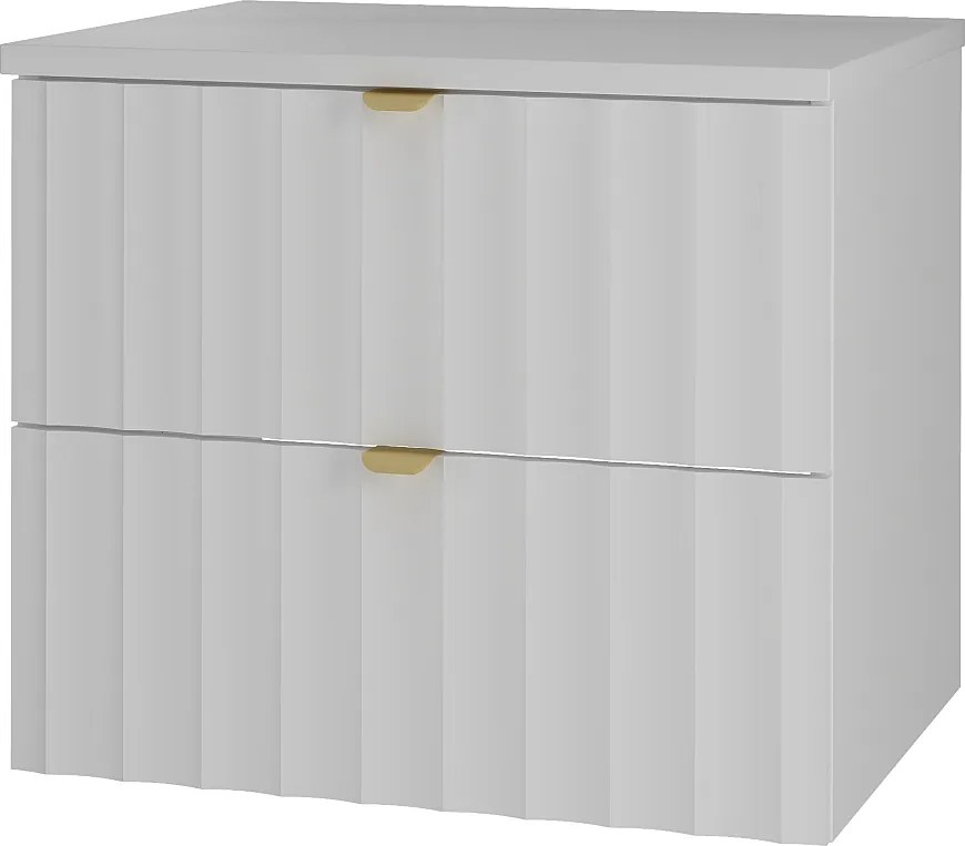 Biały Zestaw Łazienkowy 60cm Szafka z Blatem Ryflowane Fronty Arcos