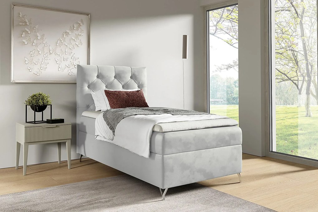 Jasnoszare łóżko z pikowanym zagłówkiem 3 rozmiary Z8-D01