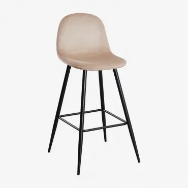 Zestaw 4 Wysokich Stołków Z Aksamitu Glamm Negro & Pszenica Brązowa & ↑75 Cm - Sklum