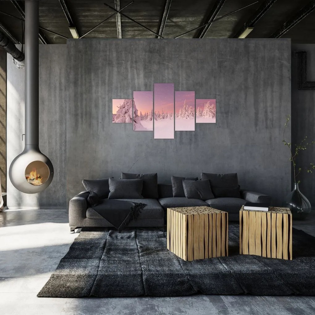 Obraz - Drzewa pod warstwą śniegu (125x70 cm)