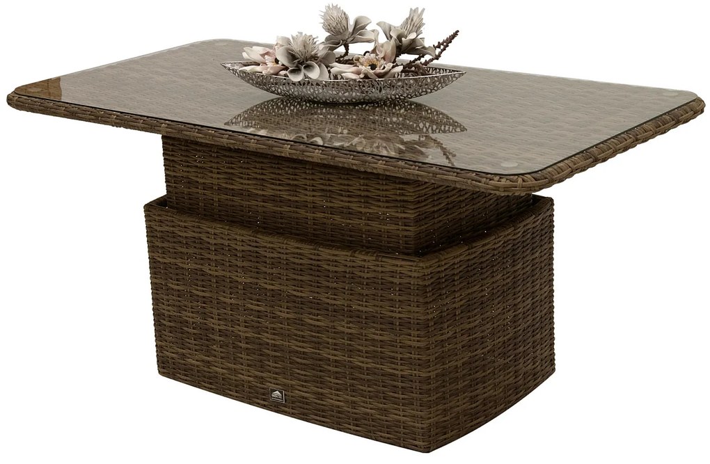 Rattanowy zestaw do jadalni modułowy BORNEO LUXURY dla 9 osób (brązowy)