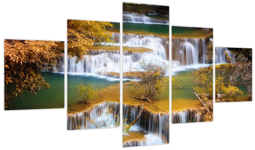 Obraz - Wodospady Huay Mae Khamin, Tajlandia (125x70 cm)