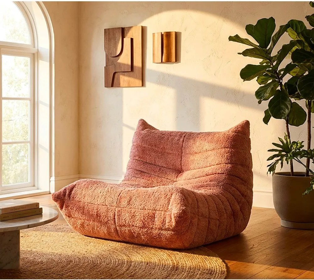 Różowy worek do siedzenia z materiału bouclé Mask – Mauro Ferretti