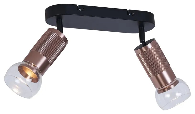 Zaokrąglony reflektor sufitowy ciemny brąz 2-punktowy regulowany - Veerle