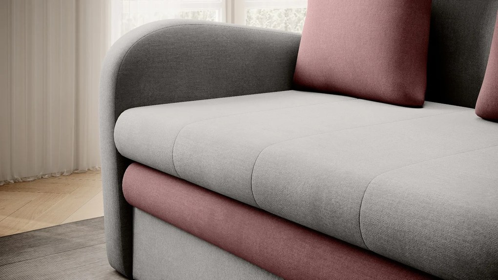 Sofa rozkładana z funkcją spania ARIO jasnoszara/różowa ELTAP