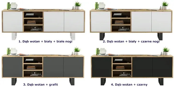 Industrialna szafka rtv dąb wotan + grafit - Avila 6X