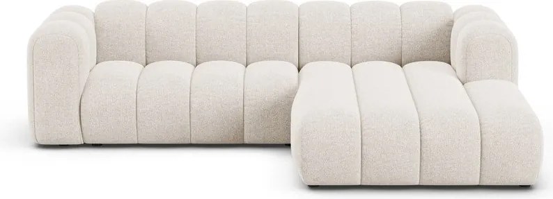Kremowy narożnik z tkaniny szenilowej (prawostronny/z szezlongiem) Lupine – Micadoni