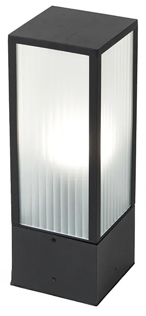 Zewnetrzna Inteligentna lampa podłogowa zewnętrzna czarna z żebrowanym szkłem 40 cm z WiFi A60 - Charlois Nowoczesny Oswietlenie zewnetrzne