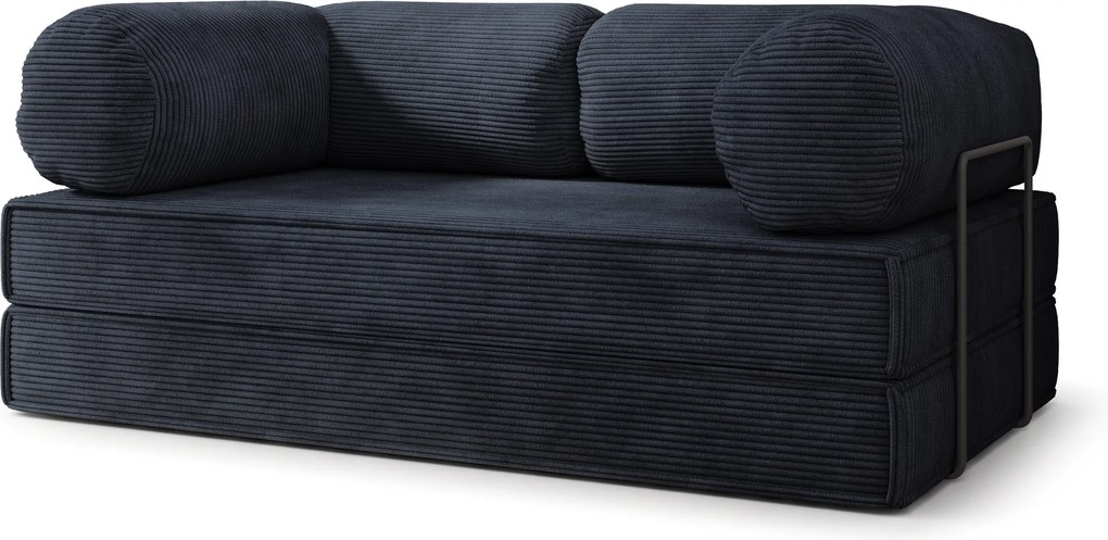 Masseno Sofa piankowa ALVIO z funkcją spania, Kanapa z pianki do salonu, Bezmontażowa, Tkanina sztruksowa – Czarny POSO 135