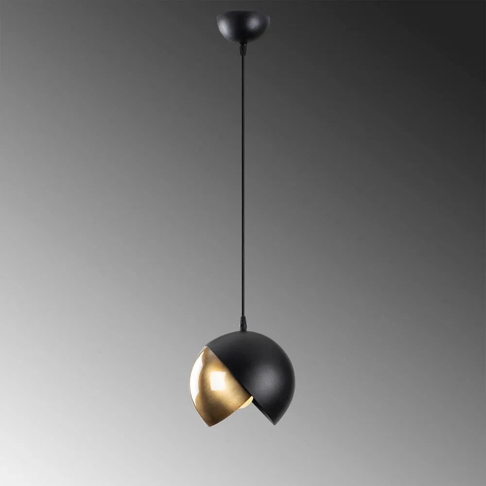 Lampa wisząca w czarno-złotym kolorze z metalowym kloszem ø 20 cm Berceste – Opviq lights