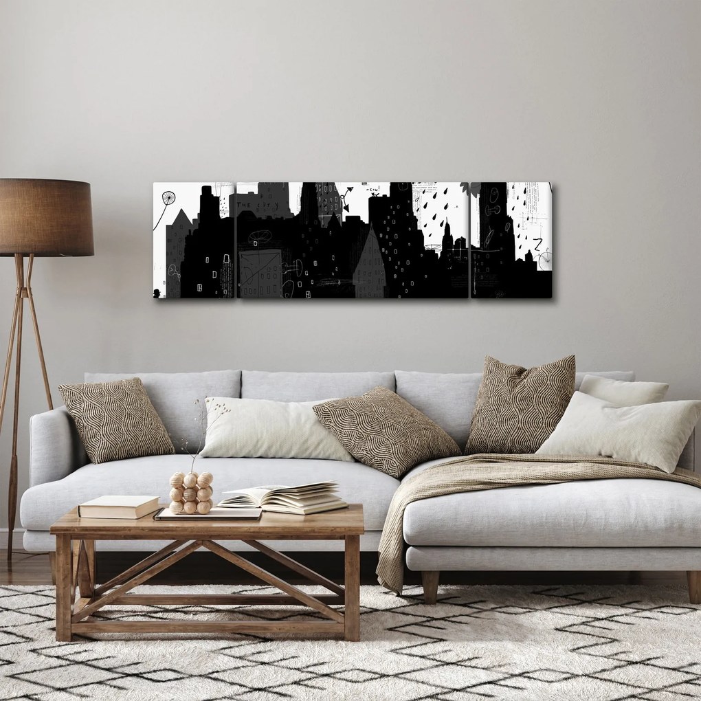 Obraz - Miasto z napisami i wzorami (170x50 cm)
